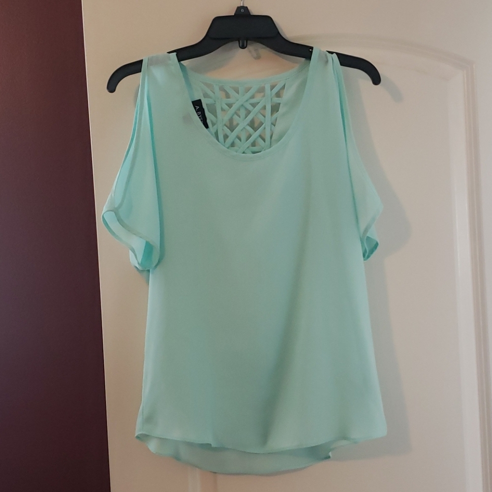 Teal Cold Shoulder Blouse